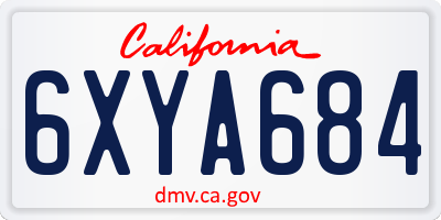 CA license plate 6XYA684