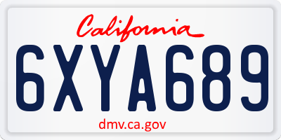 CA license plate 6XYA689