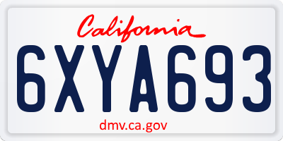 CA license plate 6XYA693