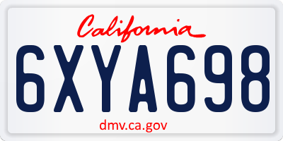 CA license plate 6XYA698