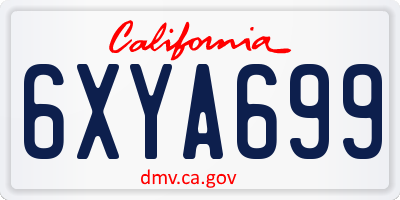 CA license plate 6XYA699