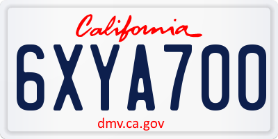 CA license plate 6XYA700