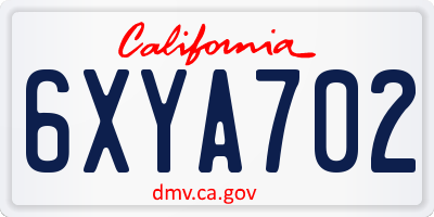 CA license plate 6XYA702