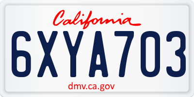 CA license plate 6XYA703
