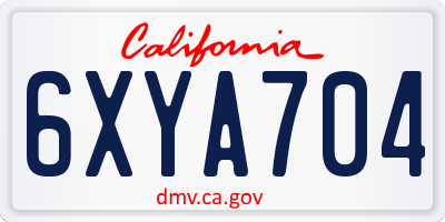 CA license plate 6XYA704