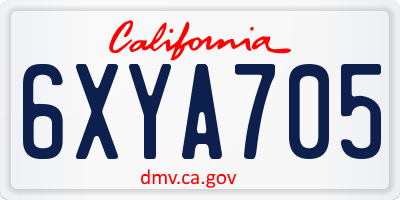 CA license plate 6XYA705