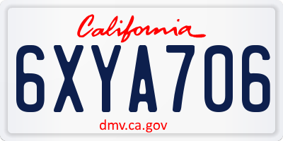 CA license plate 6XYA706