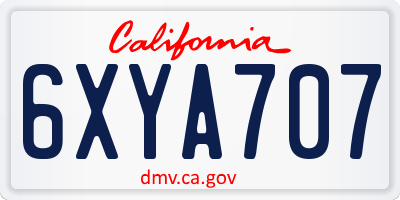 CA license plate 6XYA707