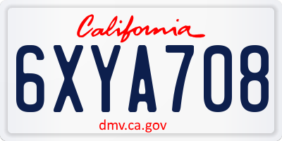 CA license plate 6XYA708
