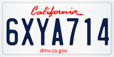CA license plate 6XYA714