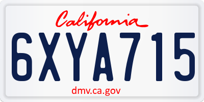 CA license plate 6XYA715