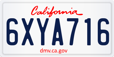 CA license plate 6XYA716