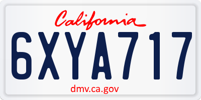CA license plate 6XYA717