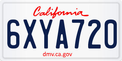 CA license plate 6XYA720