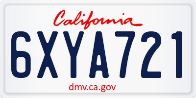 CA license plate 6XYA721