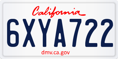 CA license plate 6XYA722