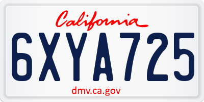 CA license plate 6XYA725