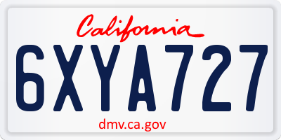 CA license plate 6XYA727