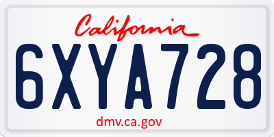 CA license plate 6XYA728