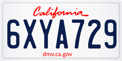 CA license plate 6XYA729