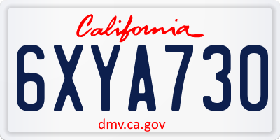 CA license plate 6XYA730