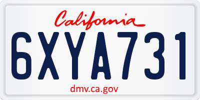 CA license plate 6XYA731