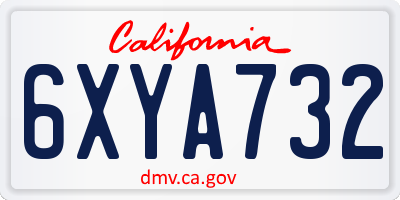 CA license plate 6XYA732