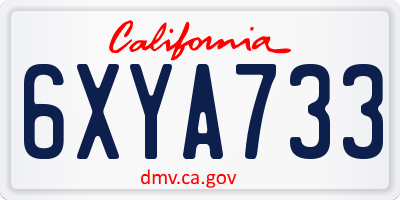 CA license plate 6XYA733