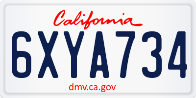 CA license plate 6XYA734