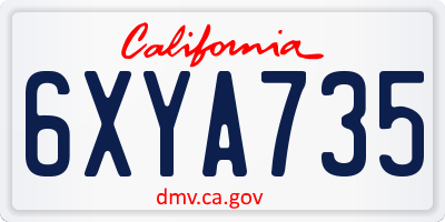 CA license plate 6XYA735