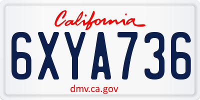 CA license plate 6XYA736
