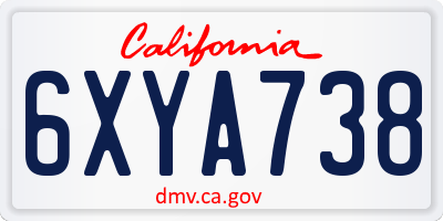 CA license plate 6XYA738