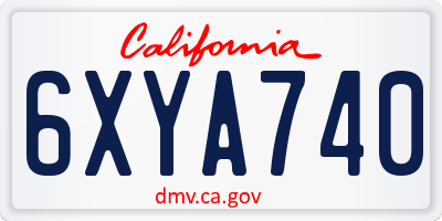 CA license plate 6XYA740