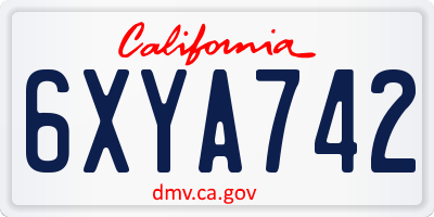 CA license plate 6XYA742