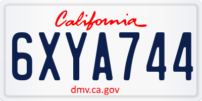 CA license plate 6XYA744