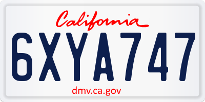CA license plate 6XYA747