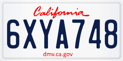 CA license plate 6XYA748