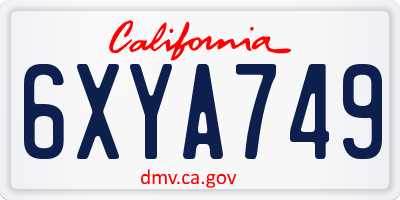 CA license plate 6XYA749