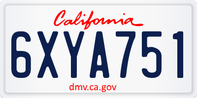 CA license plate 6XYA751