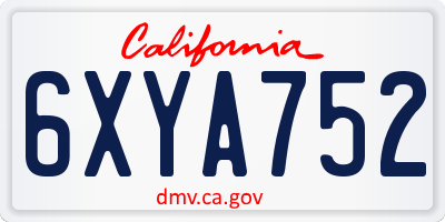 CA license plate 6XYA752