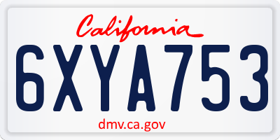 CA license plate 6XYA753