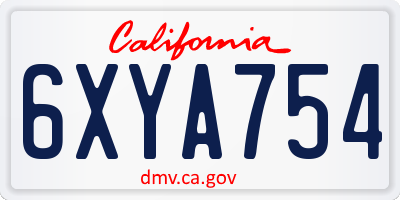 CA license plate 6XYA754