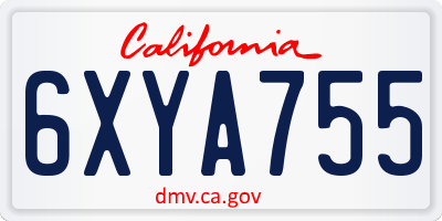 CA license plate 6XYA755