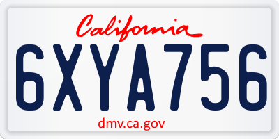 CA license plate 6XYA756