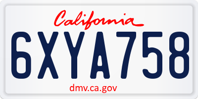 CA license plate 6XYA758