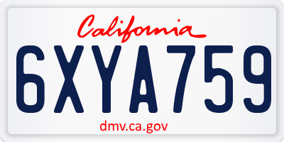CA license plate 6XYA759