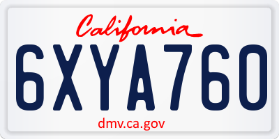 CA license plate 6XYA760