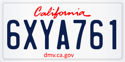 CA license plate 6XYA761