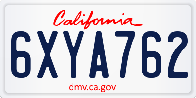 CA license plate 6XYA762