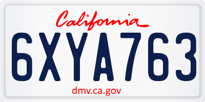 CA license plate 6XYA763